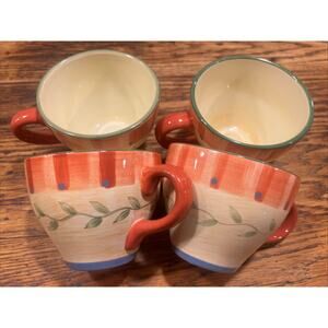 Set Of FOUR Pfaltzgraff Napoli LARGE 4.5” Coffee / Soup Mugs EXCELLENT PRISTINE!